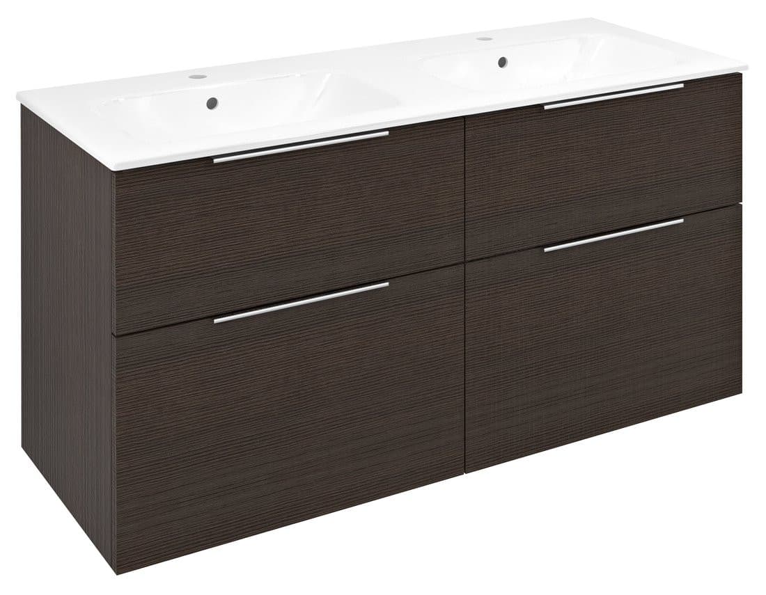 CIRASA szafka umywalkowa z podwójną umywalką 121x66x46cm, sosna rustykalna