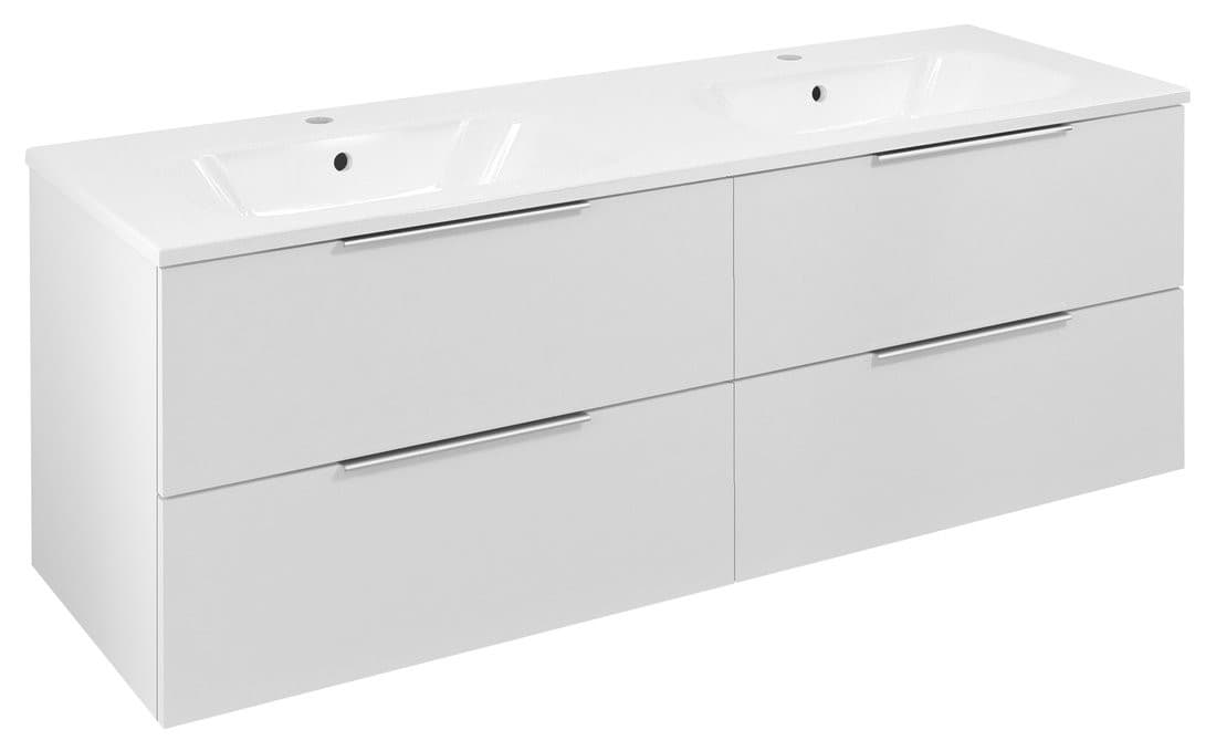 CIRASA szafka umywalkowa podwójna 141x54x46cm, biały połysk