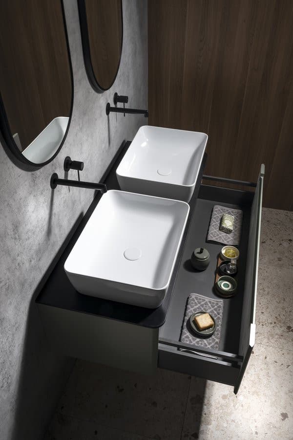 KERALA szafka pod umywalkę 140x35x47,5 cm, antracytowa matowa, 1 szuflada