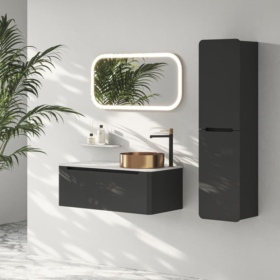 KERALA wysoki słupek łazienkowy, 38x143x32 cm, 2 drzwiczki, antracyt mat