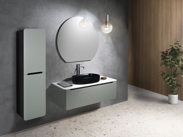 Wysoki słupek KERALA, 38x143x32 cm, 2 drzwiczki, uniwersalny, verde/antracyt mat