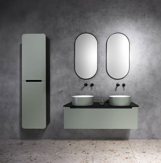 Wysoki słupek KERALA, 38x143x32 cm, 2 drzwiczki, uniwersalny, verde/antracyt mat