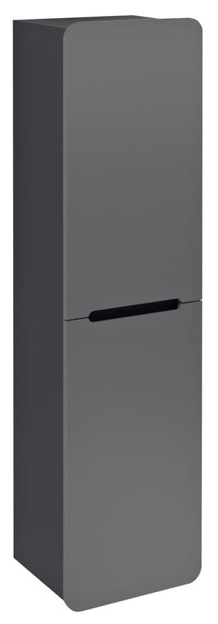 KERALA wysoki słupek łazienkowy, 38x143x32cm, z 2 drzwiczkami, uniwersalne otwieranie, mat carina/antracyt