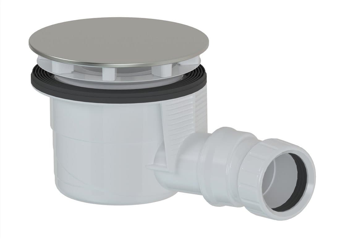 Syfon do brodzików DN40, średnica 90mm, z korkiem stalowym polerowanym