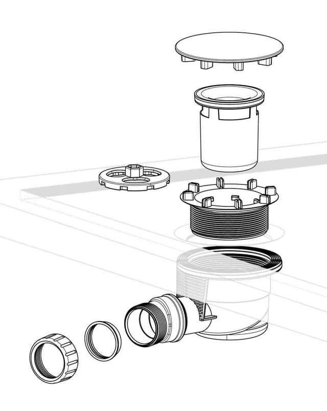 Syfon do brodzików DN40, średnica 90mm, z korkiem stalowym polerowanym