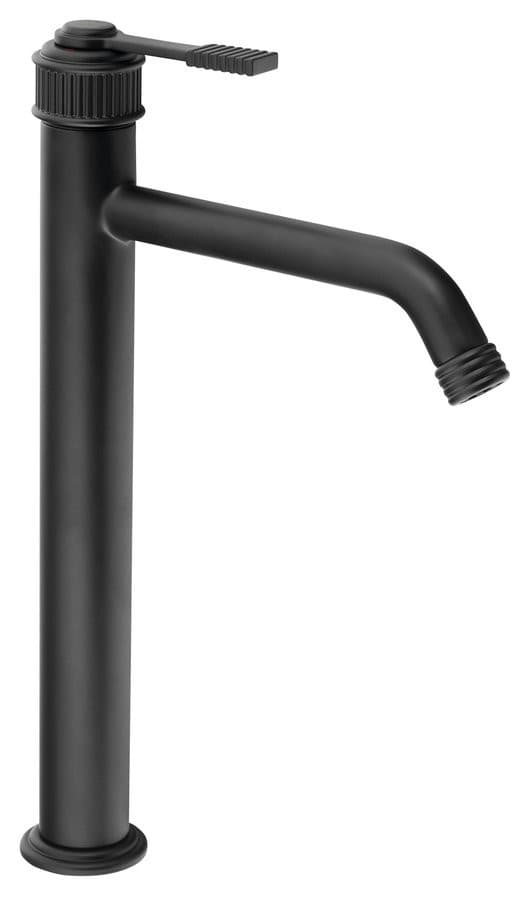 VERSI wysoka bateria umywalkowa z przedłużoną wylewką, czarny mat