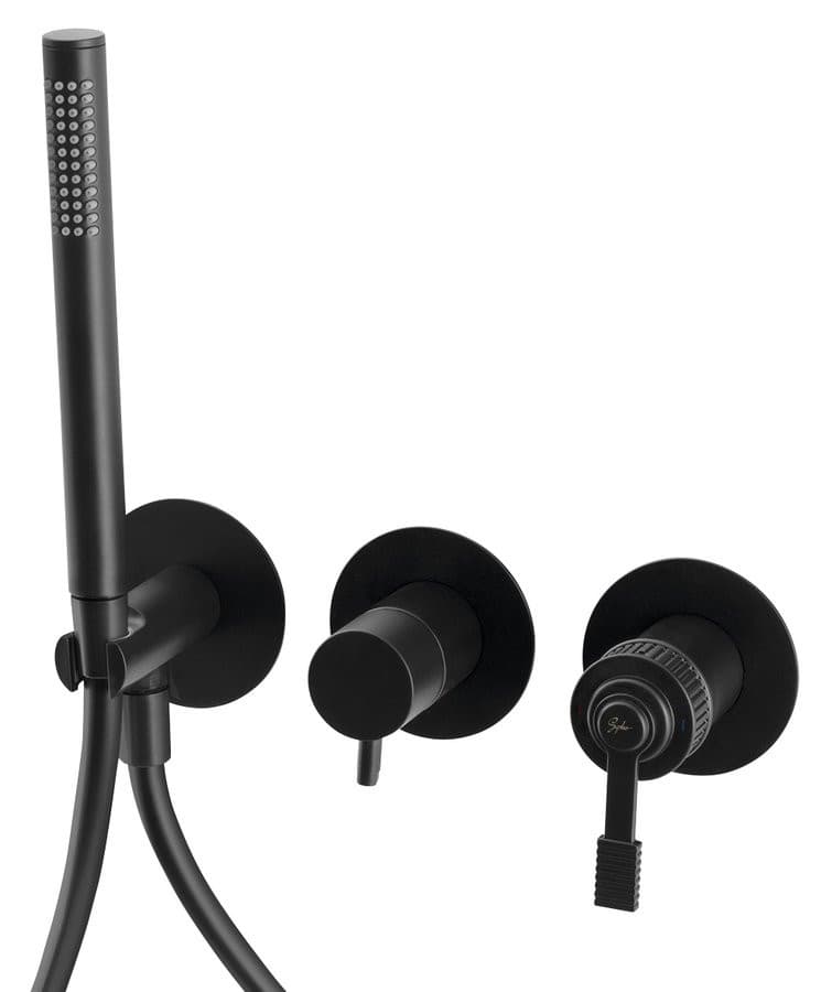 Bateria prysznicowa/wannowa VERSI, podtynkowa, czarny mat, 2 funkcje