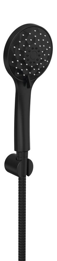 Zestaw prysznicowy z 4 trybami, silikonowe dysze, uchwyt, wąż 1500 mm, czarny mat