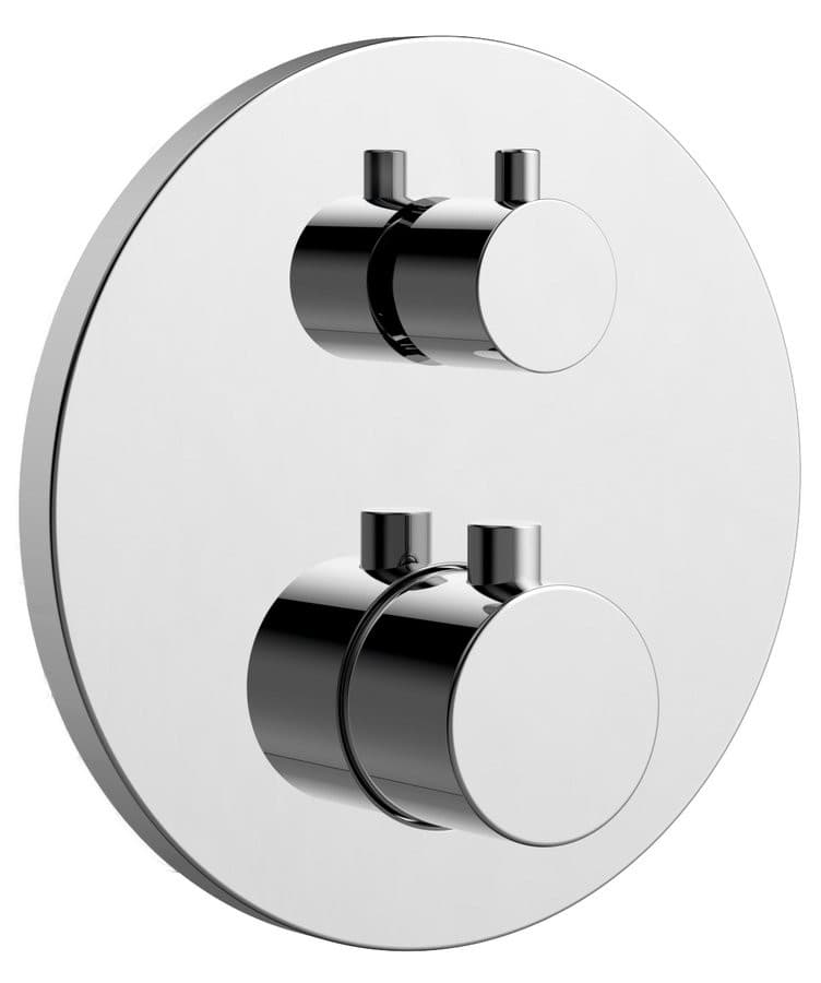 Bateria prysznicowa podtynkowa, termostatyczna, 2 wyjścia, box podtynkowy, chrom