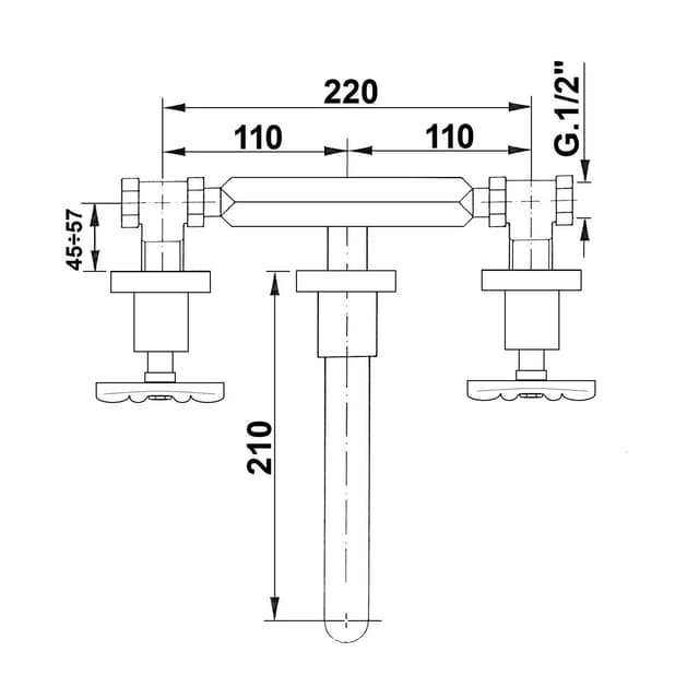 INDUSTRY bateria umywalkowa podtynkowa 3-elementowa, chrom/czarny