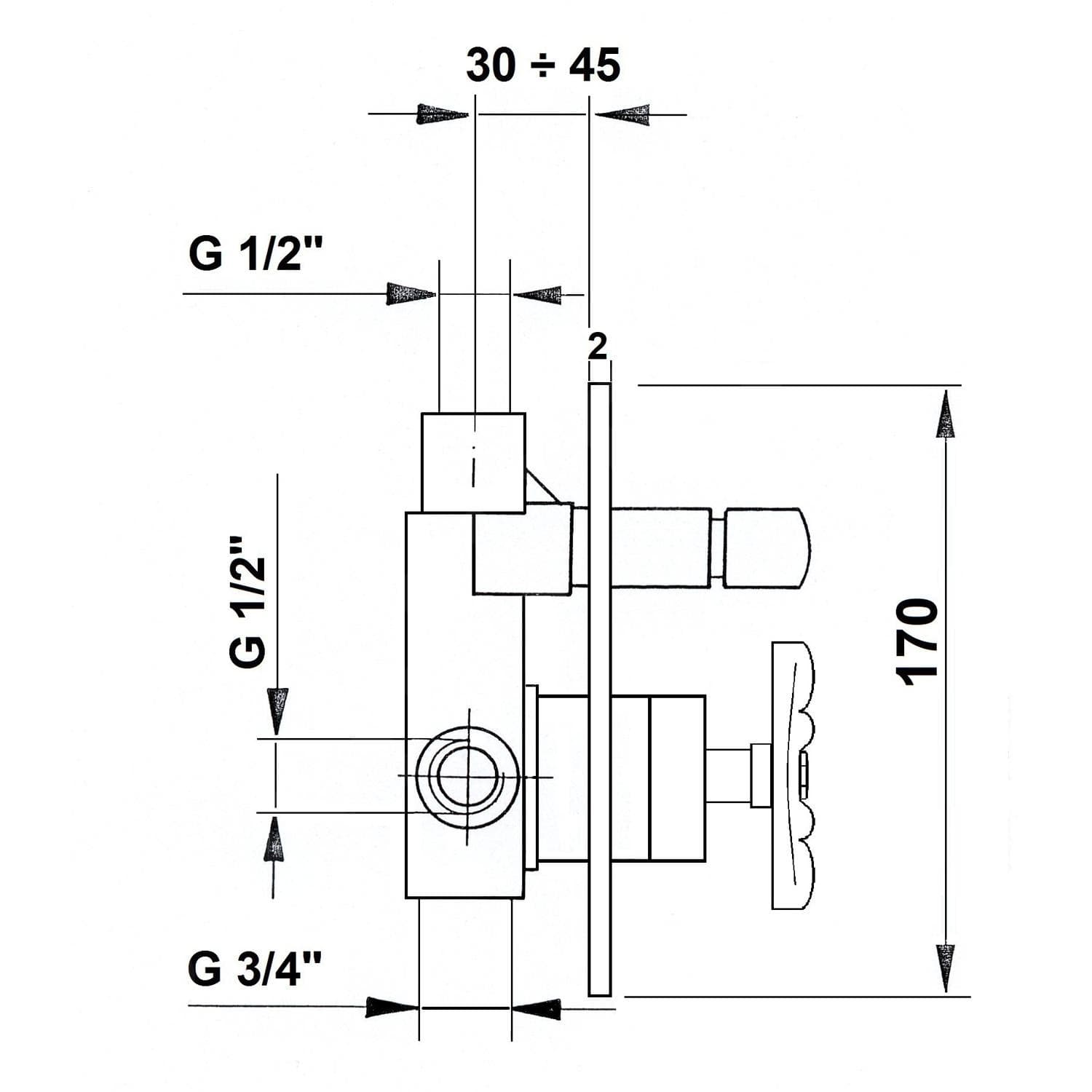 INDUSTRY bateria podtynkowa do obsługi dwóch wyjść wody, chrom/złoty 5185XTT