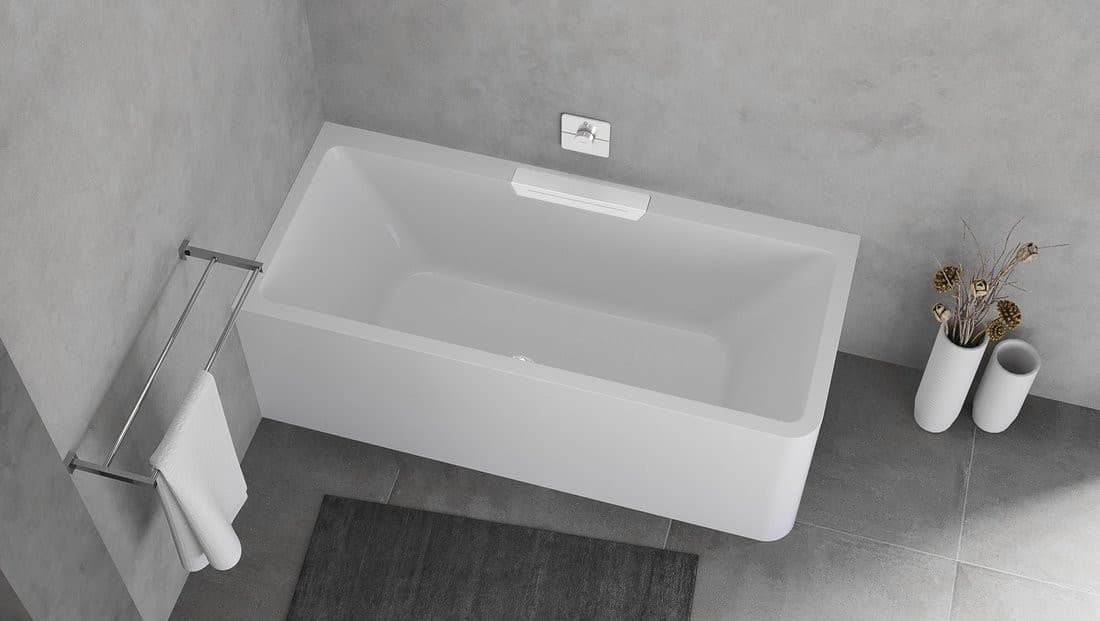CASCATA L MONOLITH wanna prostokątna 180x80x60cm, kaskada biała