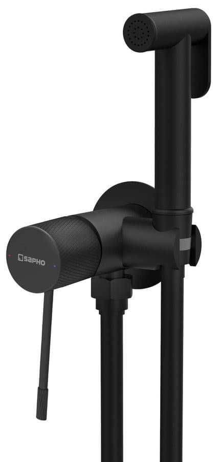 SOLARIS bateria bidetowa podtynkowa ze słuchawką bidetową i wężem, czarny mat