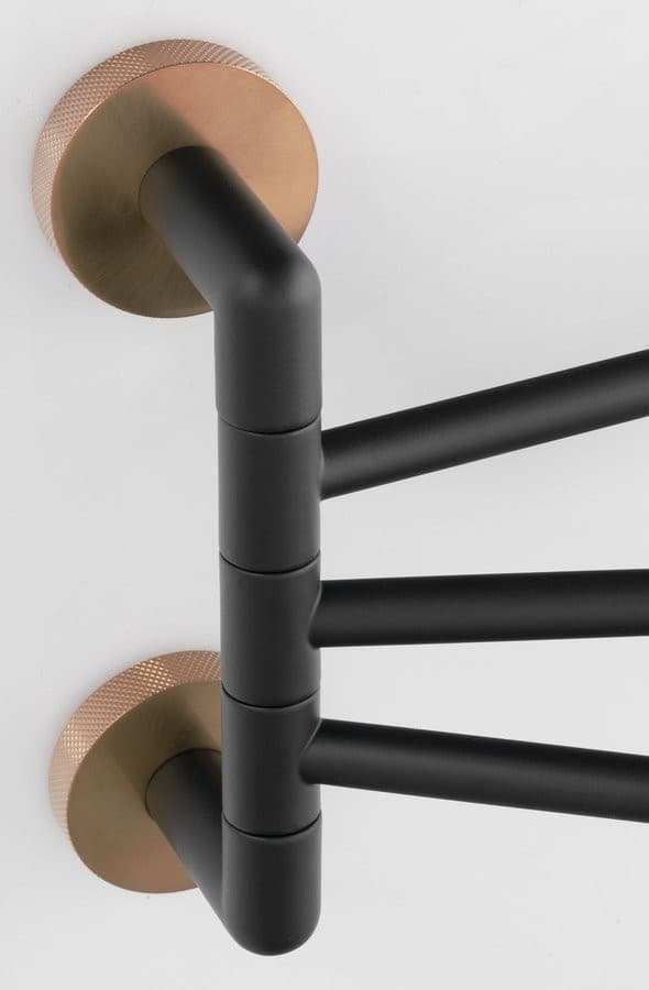 LARISSA wieszak na ręczniki potrójny obrotowy 350mm, czarny/miedź mat