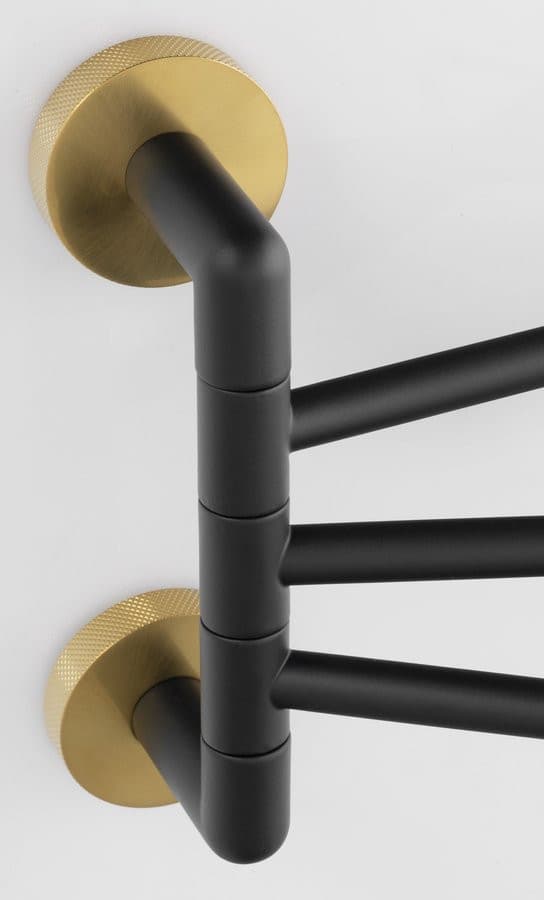 LARISSA wieszak na ręczniki potrójny obrotowy 350mm, czarny/złoty mat