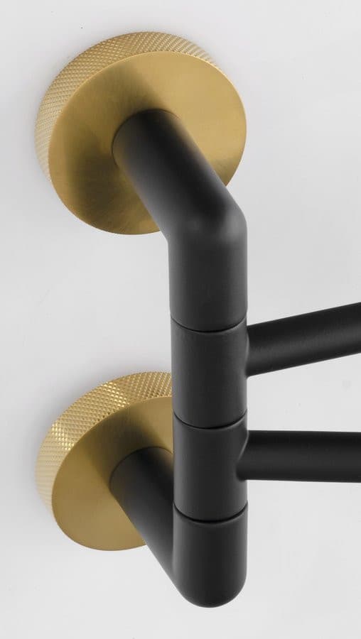 LARISSA wieszak na ręczniki podwójny obrotowy 350mm, czarny/złoty mat