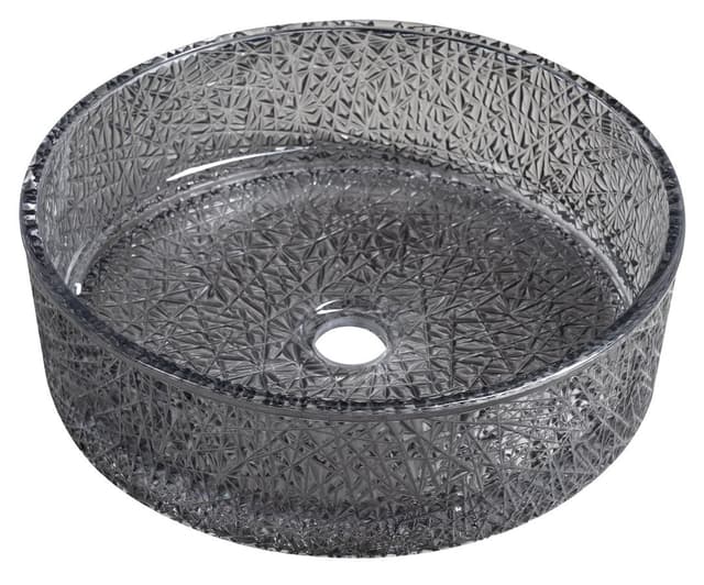 ERSEL grawerowana szklana umywalka nablatowa średnica 39,5cm, czarny