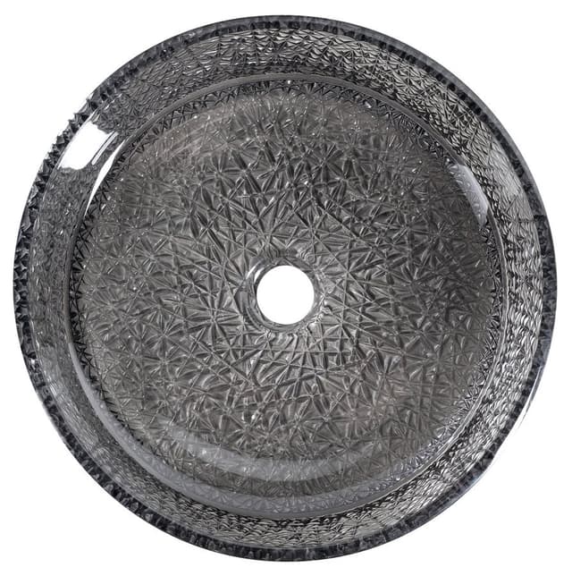 ERSEL grawerowana szklana umywalka nablatowa średnica 39,5cm, czarny