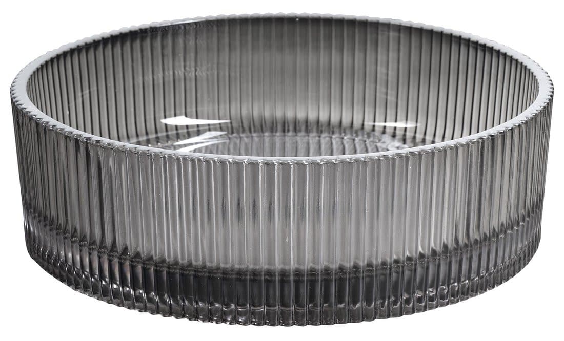 ANHELO grawerowana szklana umywalka nablatowa średnica 39,5cm, czarny