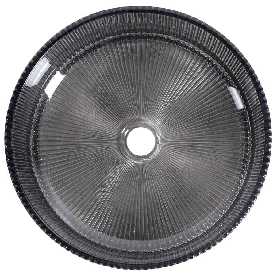 ANHELO grawerowana szklana umywalka nablatowa średnica 39,5cm, czarny