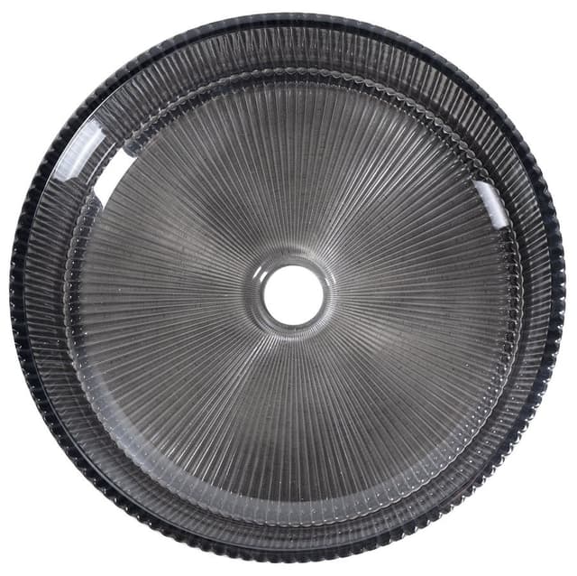 ANHELO grawerowana szklana umywalka nablatowa średnica 39,5cm, czarny