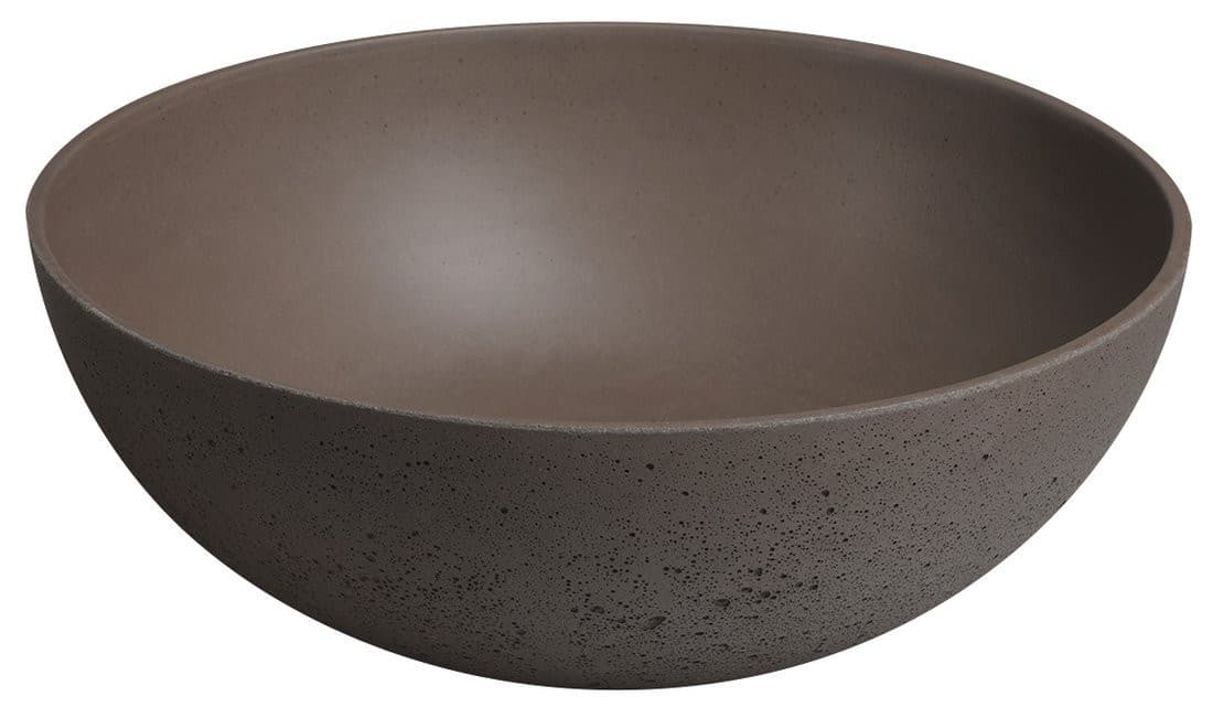 FORMIGO umywalka betonowa nablatowa z odpływem, Ø 39cm, ciemny brąz