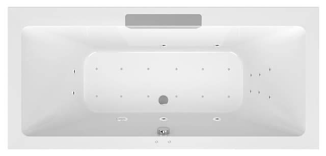 CASCATA wanna z hydromasażem, 185x85x45cm, kaskada ze stali nierdz., Attraction Hydro-Air, chrom