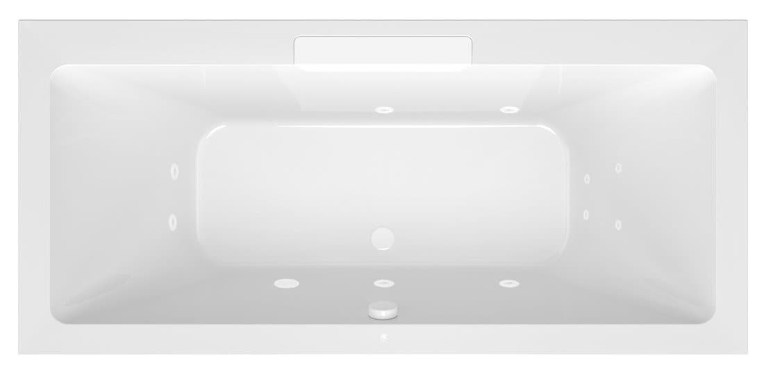 CASCATA wanna z hydromasażem, 185x85x45cm, kaskada biała, Active Hydro, chrom