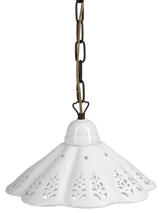 LAMPEDUSA lampa wisząca E27, 60W, 230V, IP21, klosz ceramiczny 30cm, mosiężny łańcuch