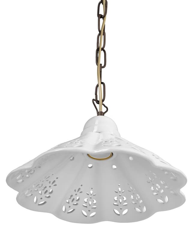 LAMPEDUSA lampa wisząca E27, 60W, 230V, IP21, klosz ceramiczny 30cm, mosiężny łańcuch