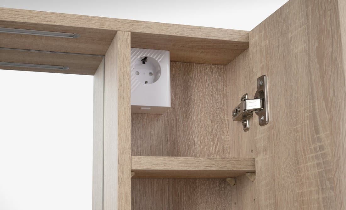 ZOJA/KERAMIA FRESH STRIP szafka z lustrem i oświetleniem LED, 60x60x14cm, prawa, dąb platin