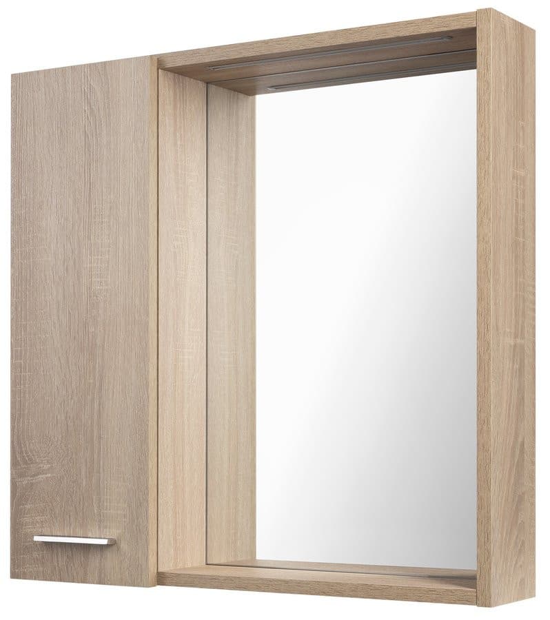 ZOJA/KERAMIA FRESH STRIP szafka z lustrem i oświetleniem LED, 60x60x14cm, lewa, dąb platin
