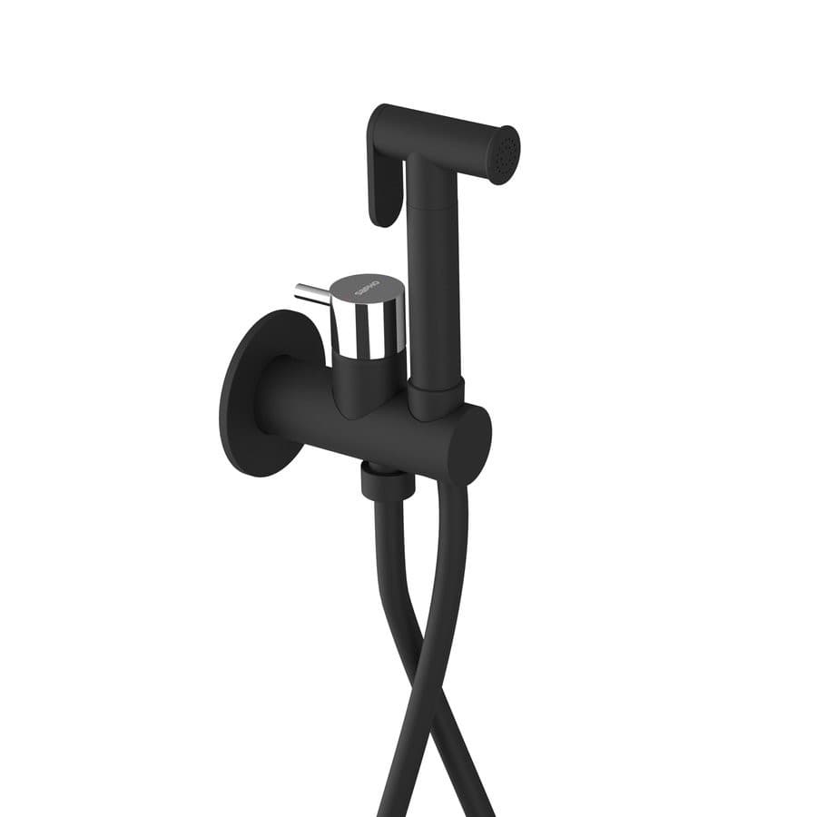 ULTRAMIX bateria podtynkowa do bidetu z prysznicem Stop, okrągły, czarny mat/chrom