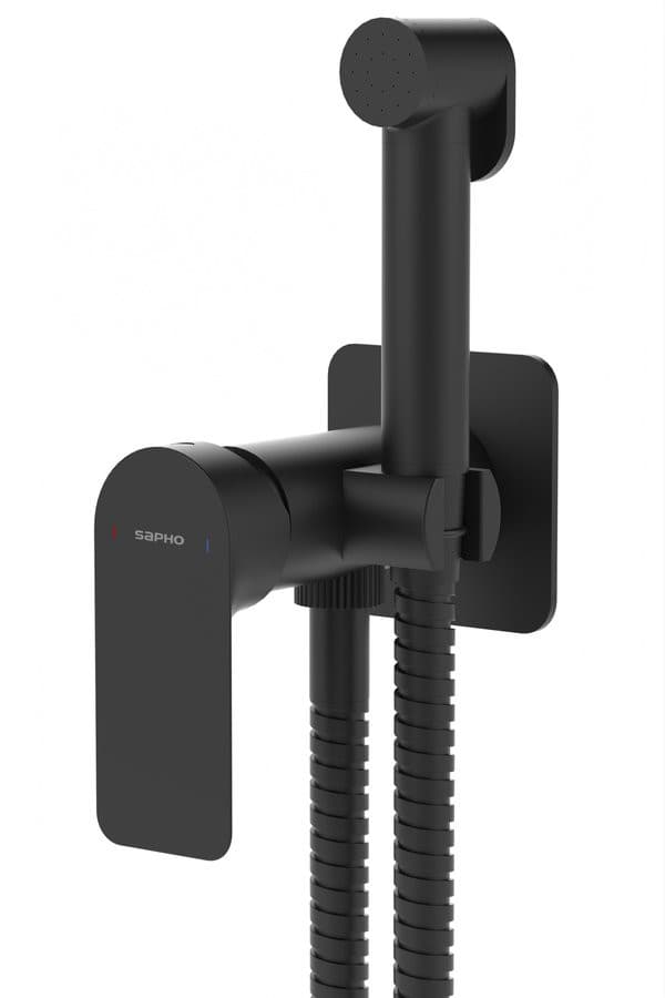 PAX bateria bidetowa podtynkowa ze słuchawką i wężem, czarny mat