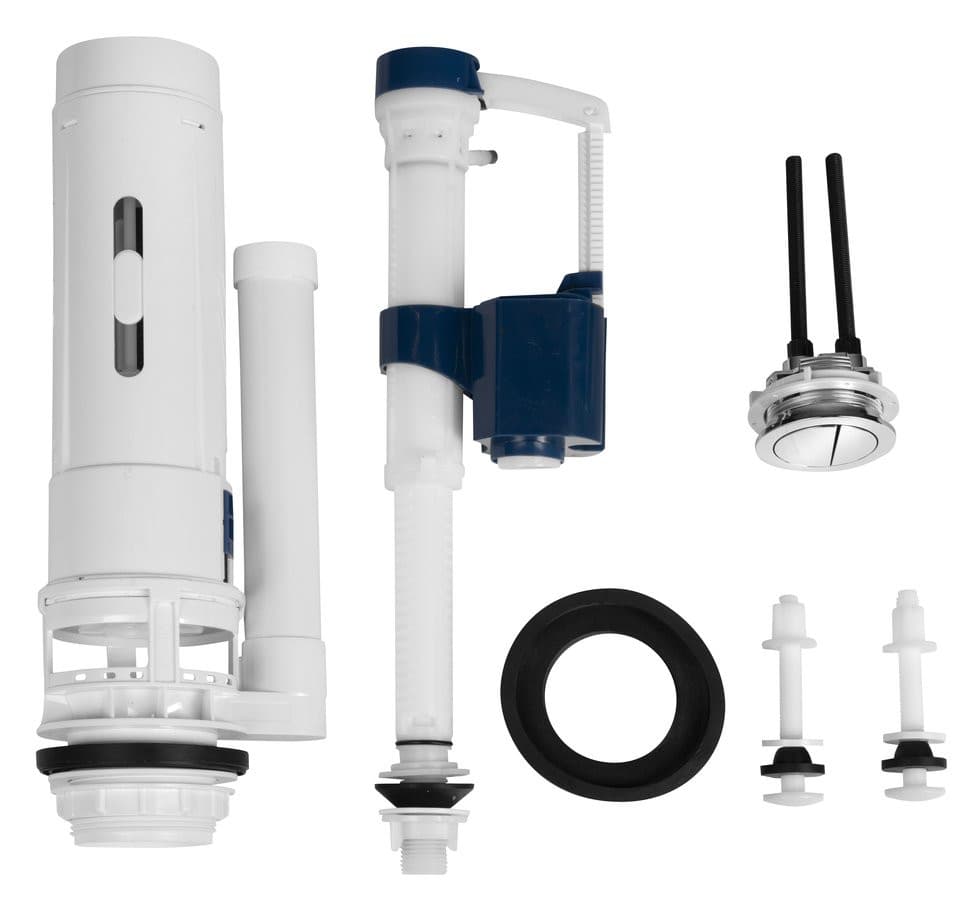 Mechanizm spłukujący z przyciskiem DUAL 49 mm, napełnianie od dołu 1/2", chrom