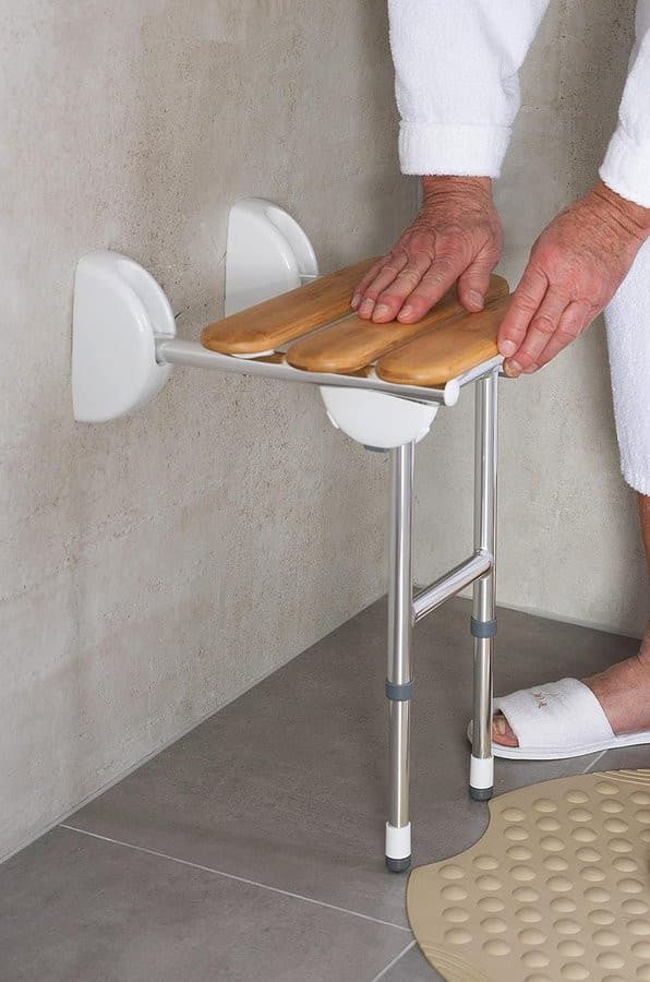 HANDICAP siedzisko prysznicowe, składane z podporą, 38x36cm, biały