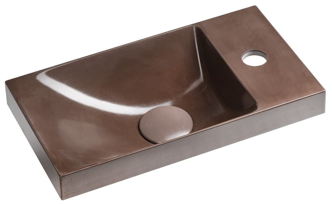 AGOS umywalka betonowa, 40x22cm, lewa/prawa, ciemnobrązowy połysk