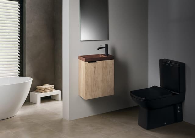 AGOS umywalka betonowa, 40x22cm, lewa/prawa, ciemnobrązowy połysk