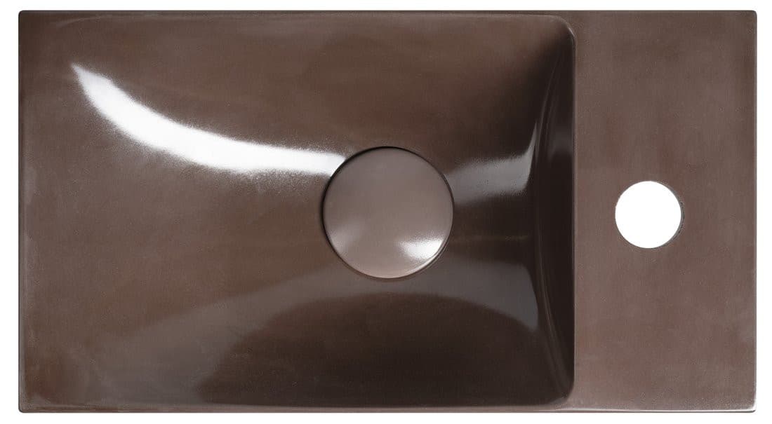 AGOS umywalka betonowa, 40x22cm, lewa/prawa, ciemnobrązowy połysk