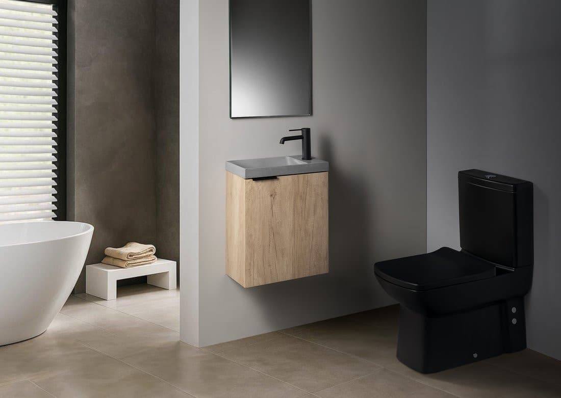 AGOS umywalka betonowa, 40x22cm, lewa/prawa, szary połysk