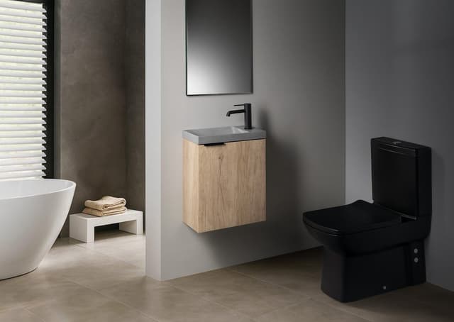 AGOS umywalka betonowa, 40x22cm, lewa/prawa, szary połysk