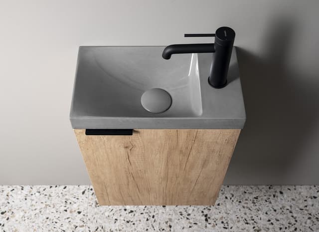 AGOS umywalka betonowa, 40x22cm, lewa/prawa, szary połysk