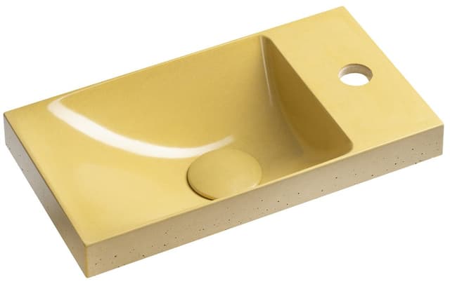 AGOS umywalka betonowa, 40x22cm, lewa/prawa, żółty połysk