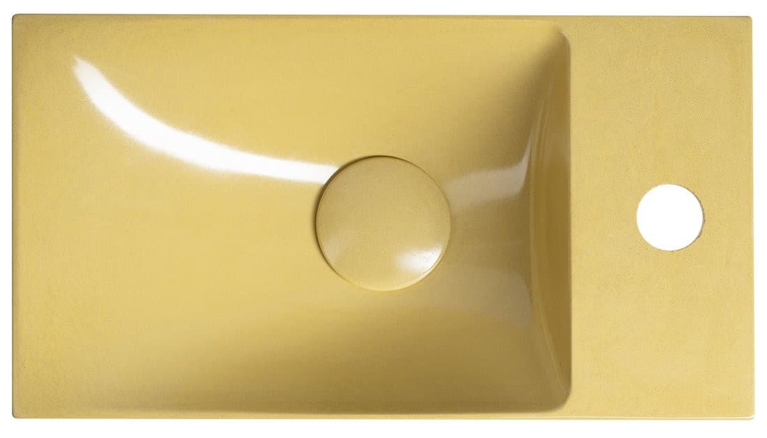 AGOS umywalka betonowa, 40x22cm, lewa/prawa, żółty połysk