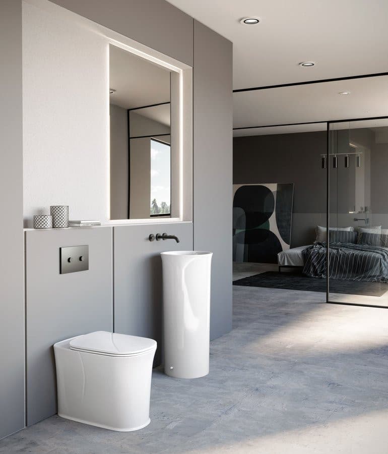 THE NEW YORKER ceramiczna umywalka wolnostojąca przy ścianie, 40x89x40cm, biały