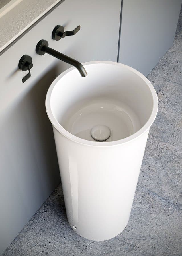 THE NEW YORKER ceramiczna umywalka wolnostojąca przy ścianie, 40x89x40cm, biały