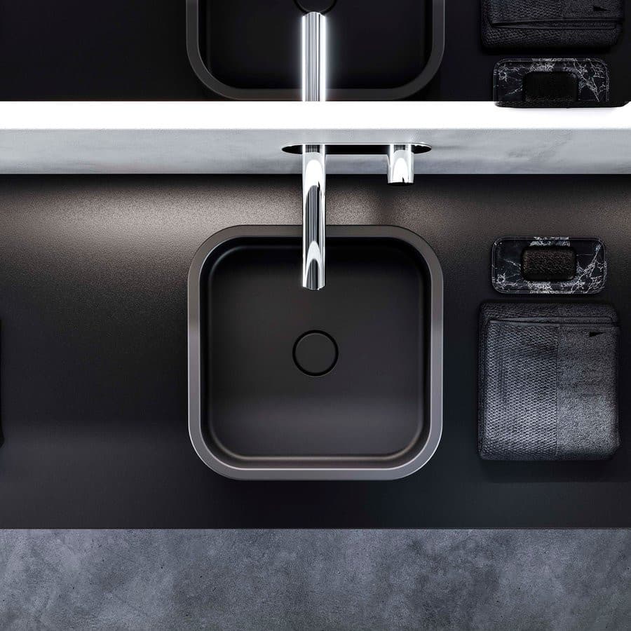 HAKO umywalka ceramiczna nablatowa, 30x30cm, czarny mat