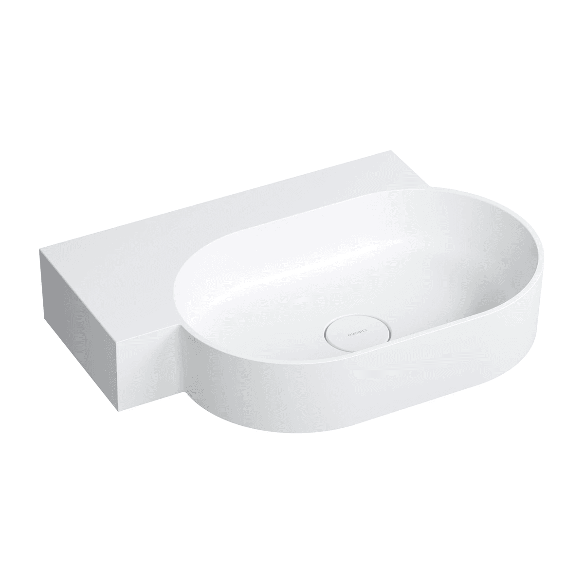 OVO M+ umywalka nablatowa/wisząca - lewa, 64 x 44 cm, biały mat