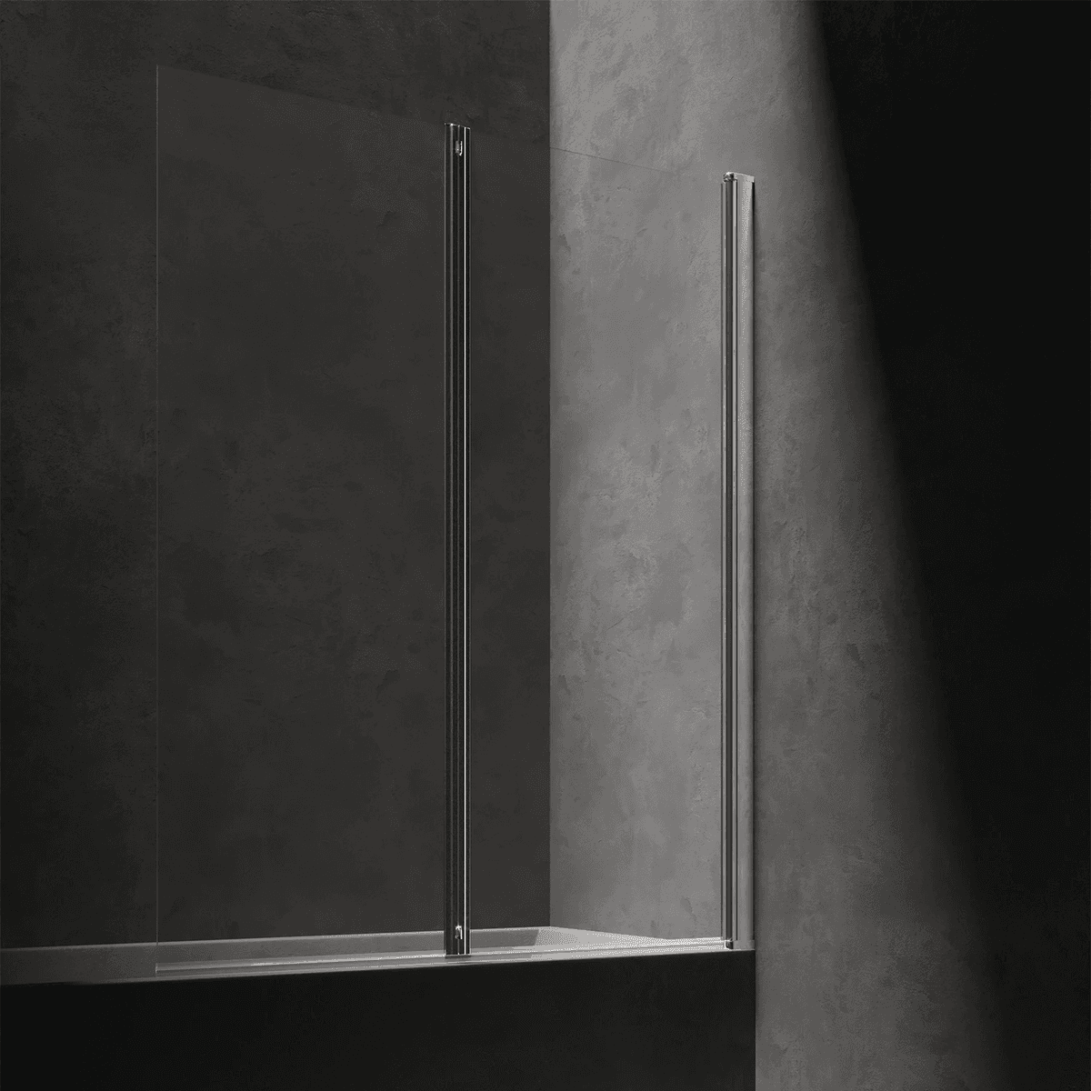 KINGSTON parawan nawannowy dwuskrzydłowy, 120 cm, chrom połysk, szkło transparentne