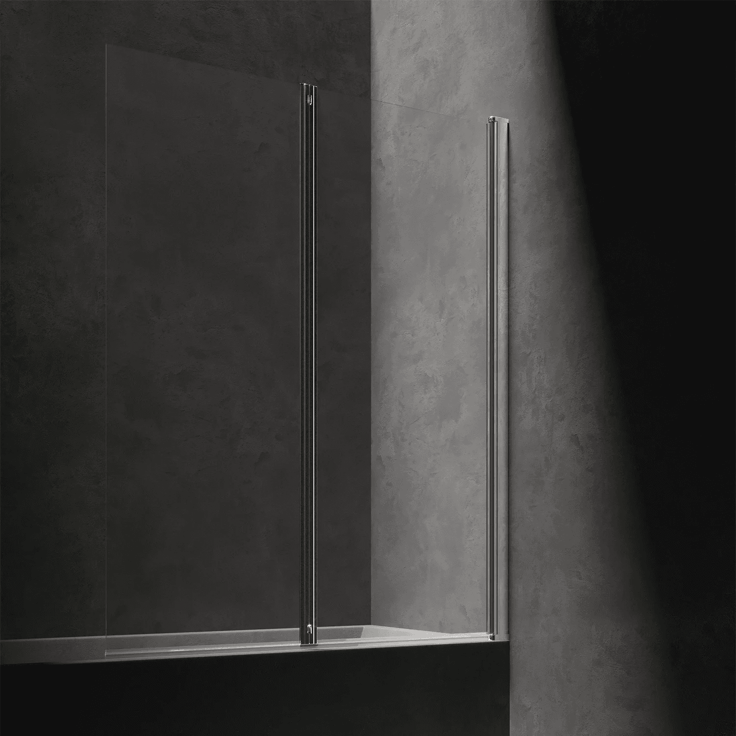 KINGSTON parawan nawannowy dwuskrzydłowy, 120 cm, chrom połysk, szkło transparentne